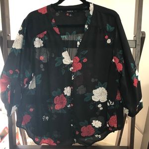 {torrid} Harper Georgette ButtonDown Floral Blouse